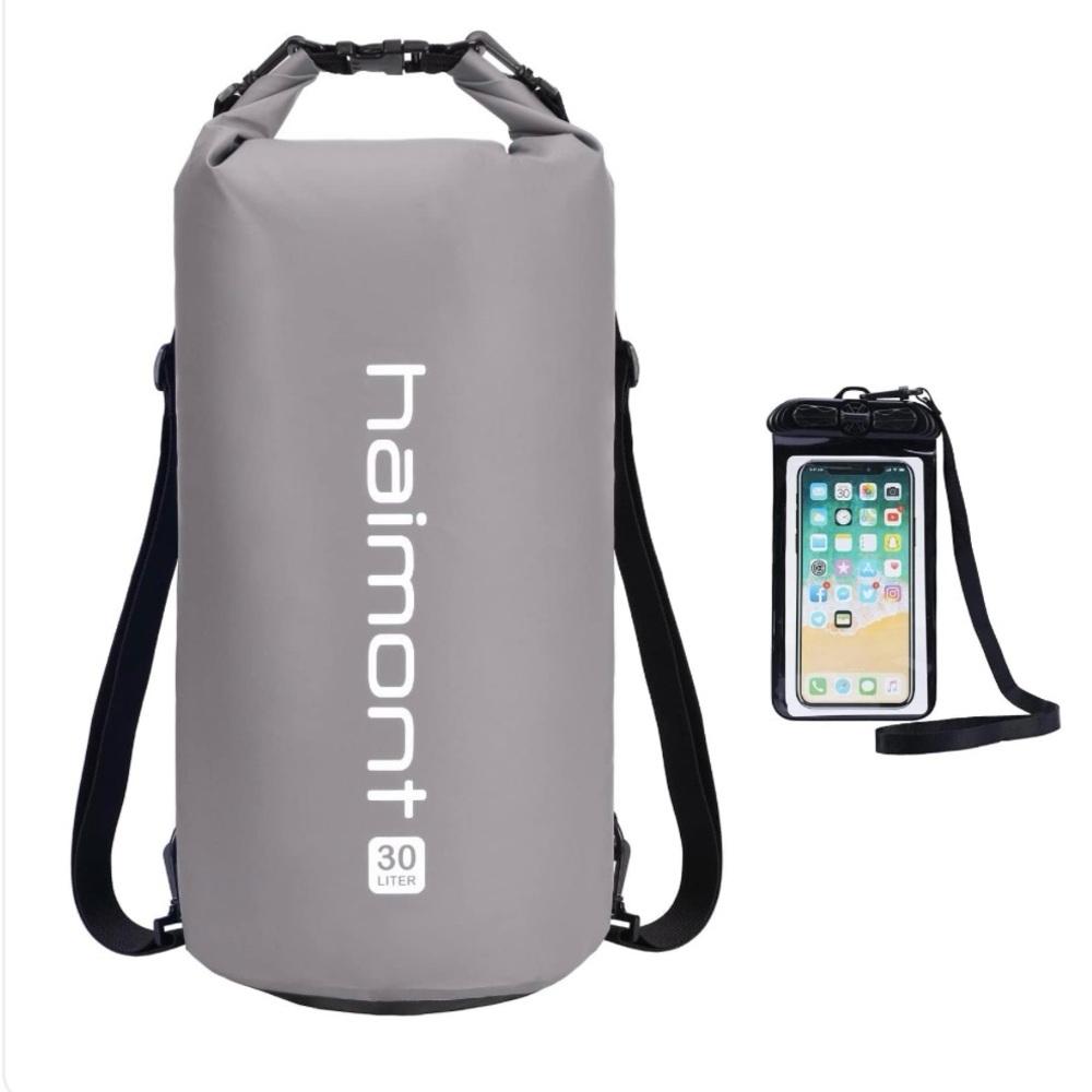 Waterproof Floating Dry Sack Roll Top Backpack & Waterproof Phone Case. Sz; 30L